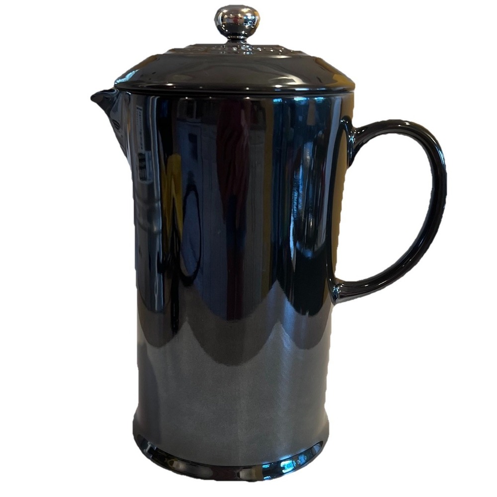 Le Creuset X Bodum French Press Black Onyx Shiny Glossy Stoneware New no Box